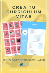 Crea tu propio curriculum vitae. Actividad de escritura, trabajar profesiones y adjetivos. #ProfedeELE #recursosparaclase