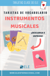Instrumentos musicales. Tarjetas para trabajar vocabulario. #spanishvocabulary #profedeele
