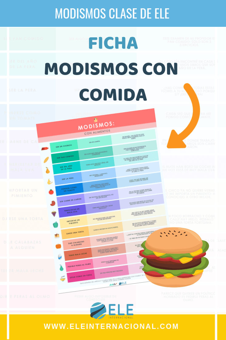 modismos con alimentos. Ficha con vocabulario para clase de español. Cultura en clase de ELE. #spanishteacher
