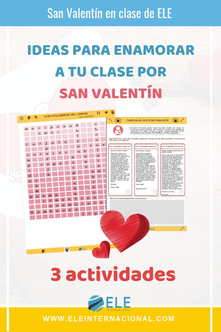 Ideas para trabajar en San Valentin en clase de español. Ideas y actividades originales. #profedeele #spanishteacher