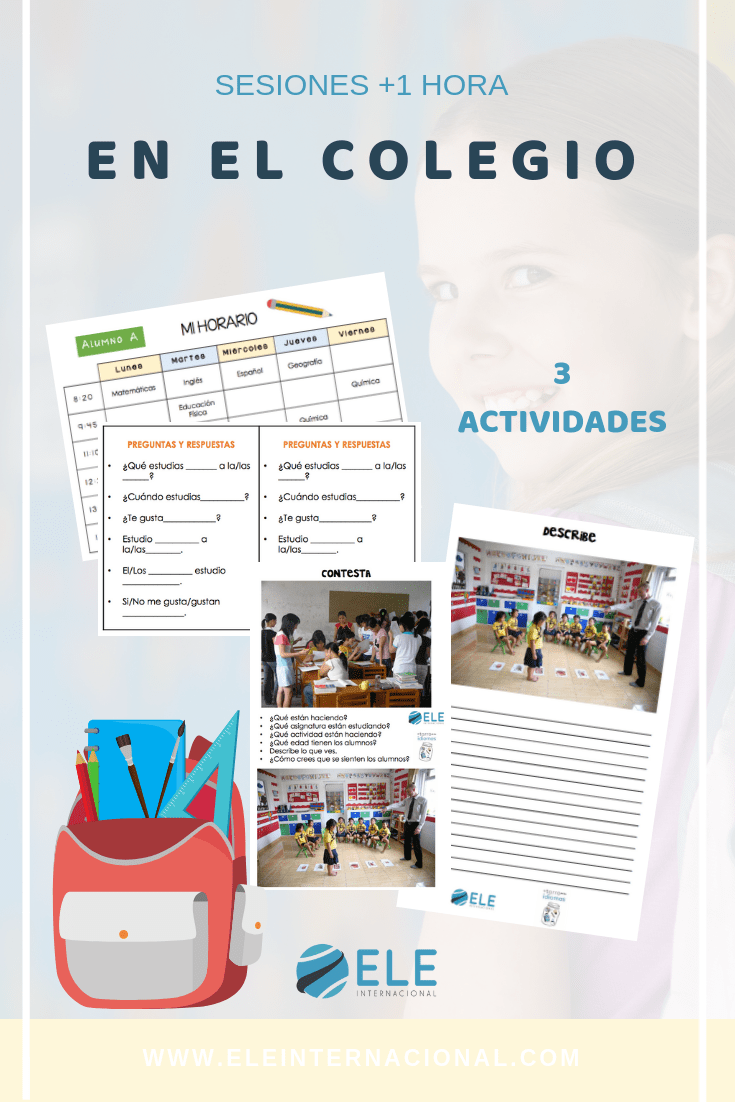 Actividad para trabajar los horarios en clase de ELE. Fichas para trabajar vocabulario de las clases y el colegio. #clasesdeele #spanishteacher