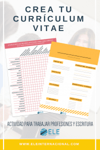 Crea tu propio curriculum vitae. Actividad de escritura, trabajar profesiones y adjetivos. #ProfedeELE #recursosparaclase