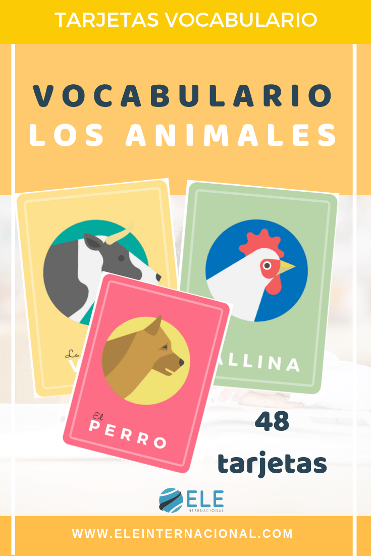 Tarjetas de vocabulario de animales para clases de ELE. #activity #spanishteacher