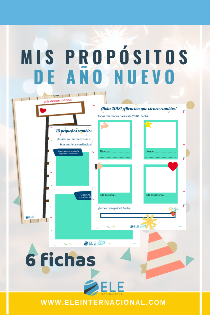 Mis propósitos de año nuevo. Actividades para trabajar los propósitos. #spanishteacher #profedeele
