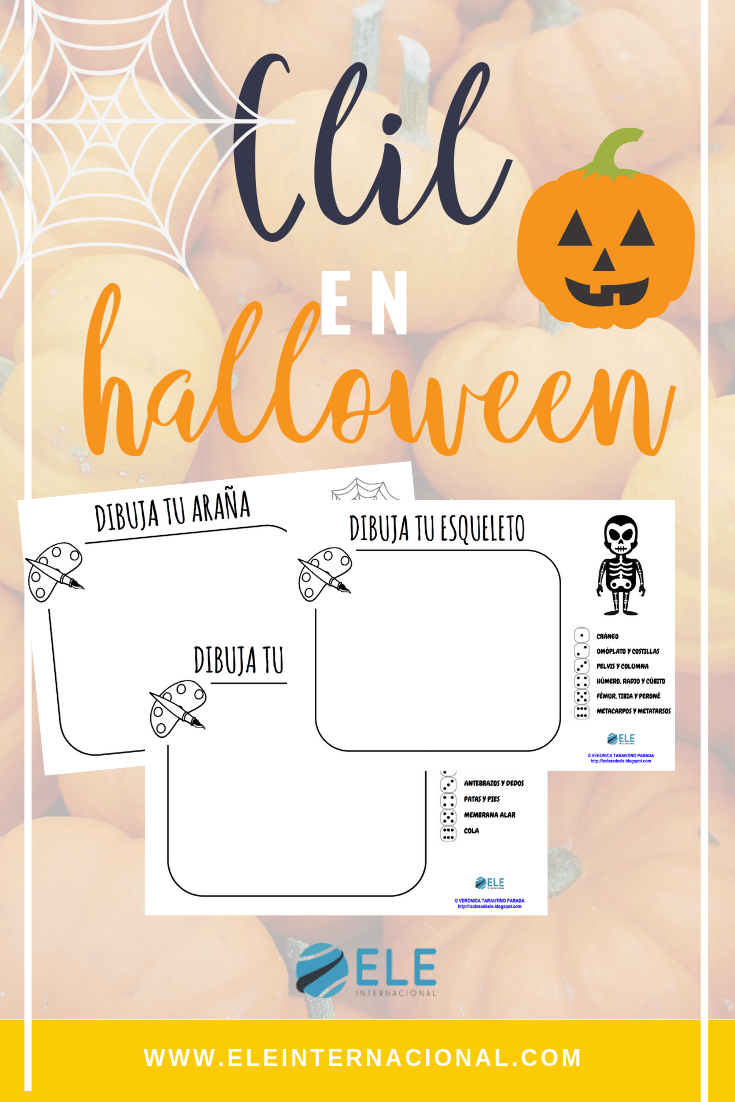 Metodología CLIL para halloween. Une diferentes partes del cuerpo y juega con los dados hasta completar seres espeluznantes. #clasesele #halloween #spanishteacher