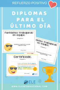 Diplomas para el último día de clase. Hay 20 diferentes para entregar entre tus alumnos. Refuerzo positivo. #spanishteacher #diplomas