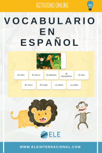 Actividad online para aprender español. #aprendeespañol Vocabulario los animales