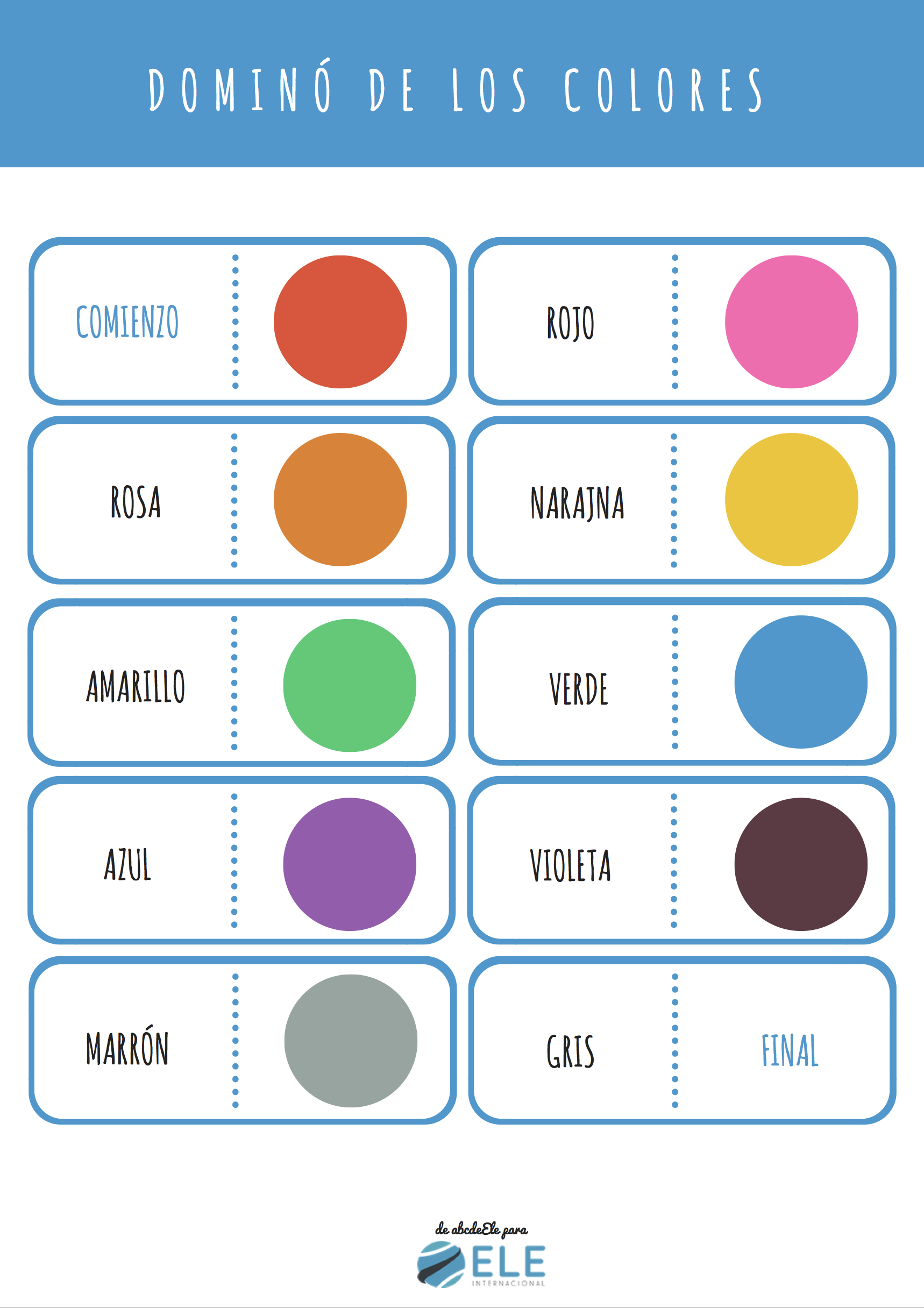 Los colores en español Colours in Spanish domino Colors in SPanish Spanish for kids. Español para niños dominó #spanishteacher #profedeele