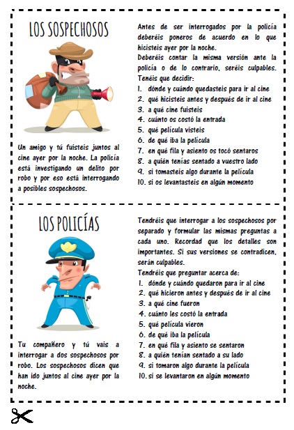 Juego para clase de idiomas Policías y Ladrones. Gamificar en clase de idiomas. Ideas para clase de ELE. #profedeele #spanihsteacher