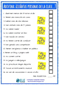 Encuentra a alguien que... Juego para hablar y conocer mejor al grupo en clase de idiomas. Perfecto para los primeros días. #vueltaalcole #clasedeespañol