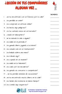 Encuentra a alguien que... Juego para hablar y conocer mejor al grupo en clase de idiomas. Perfecto para los primeros días. #vueltaalcole #clasedeespañol