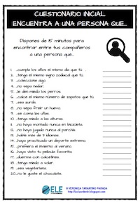 Encuentra a alguien que... Juego para hablar y conocer mejor al grupo en clase de idiomas. Perfecto para los primeros días. #vueltaalcole #clasedeespañol