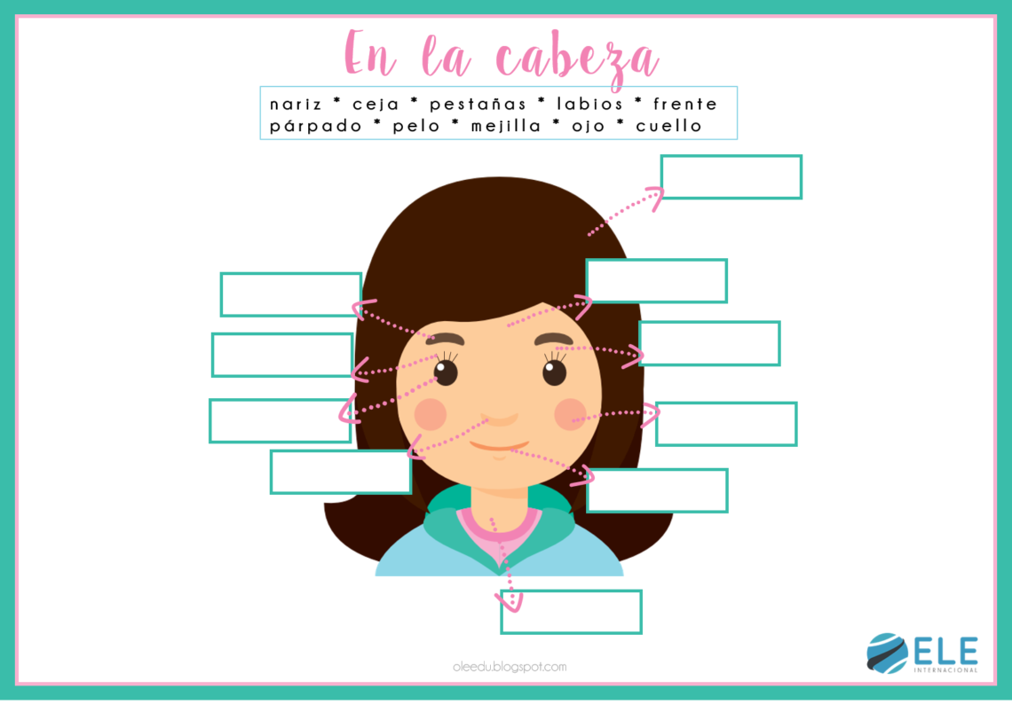 Ficha para trabajar vocabulario nivel A1 para clase de español. Partes del cuerpo en clase de español. #spanishteacher #profedeele #teachSpanish