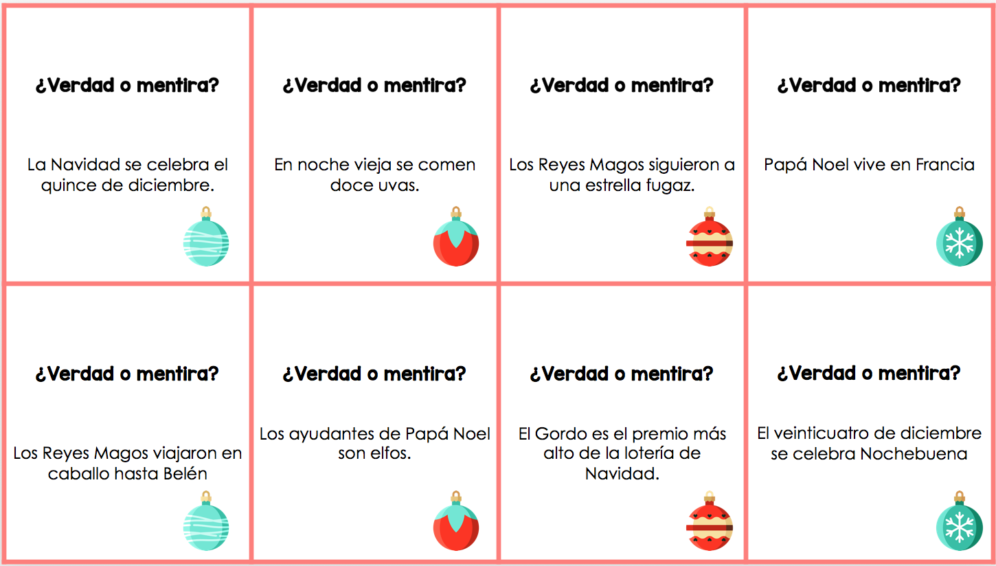 Actividades de Navidad para los últimos días de clase con fichas y juegos para practicar en clase de ELE. #christmas #games #spanishteacher