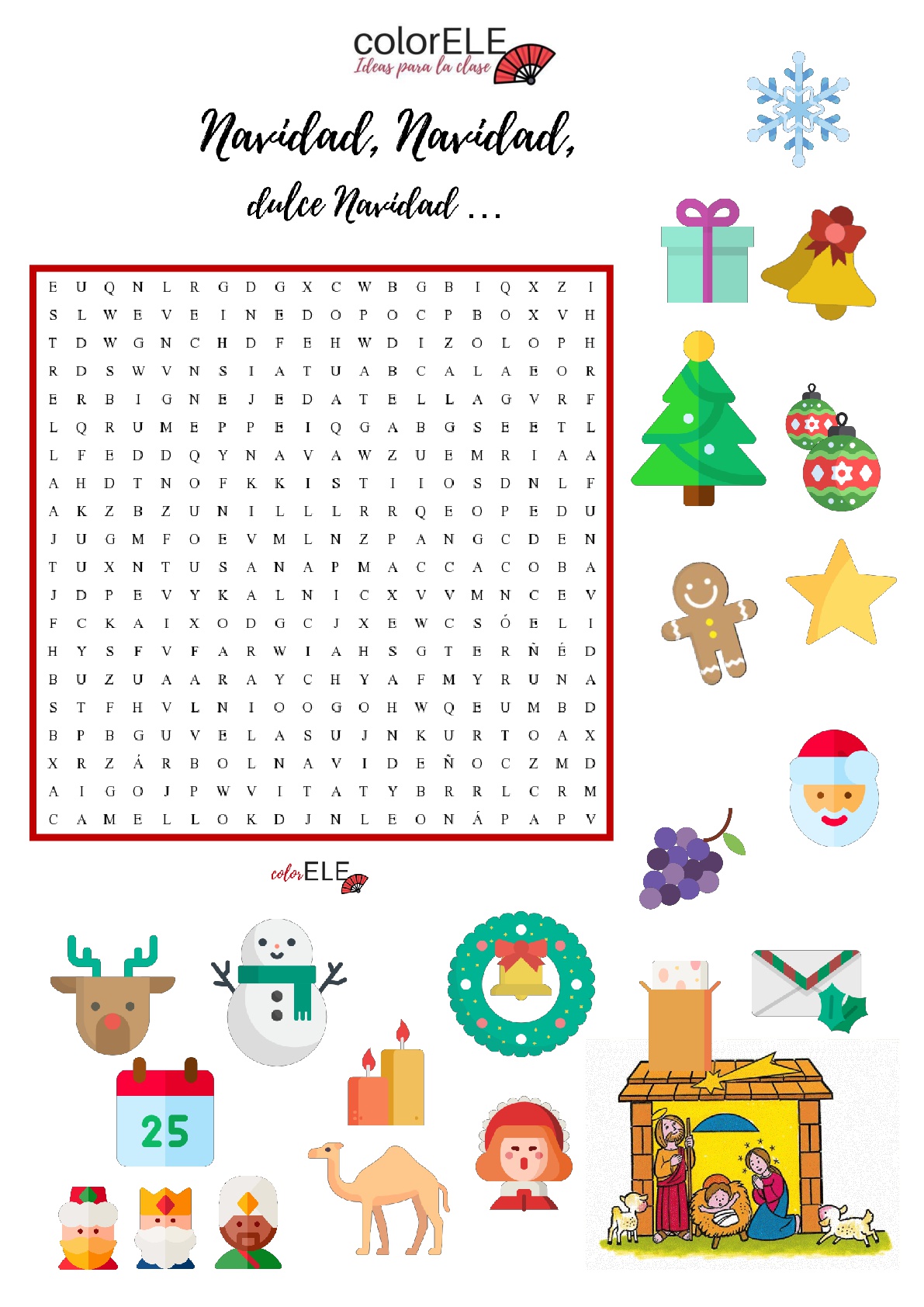 sopa de letras de navidad