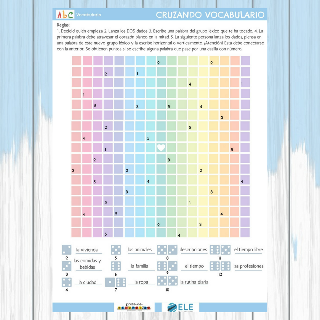 Juego de mesa para trabajar con vocabulario. Para todos los niveles. Divertido y rápido de utilizar. #profedeele #spanishteacher.