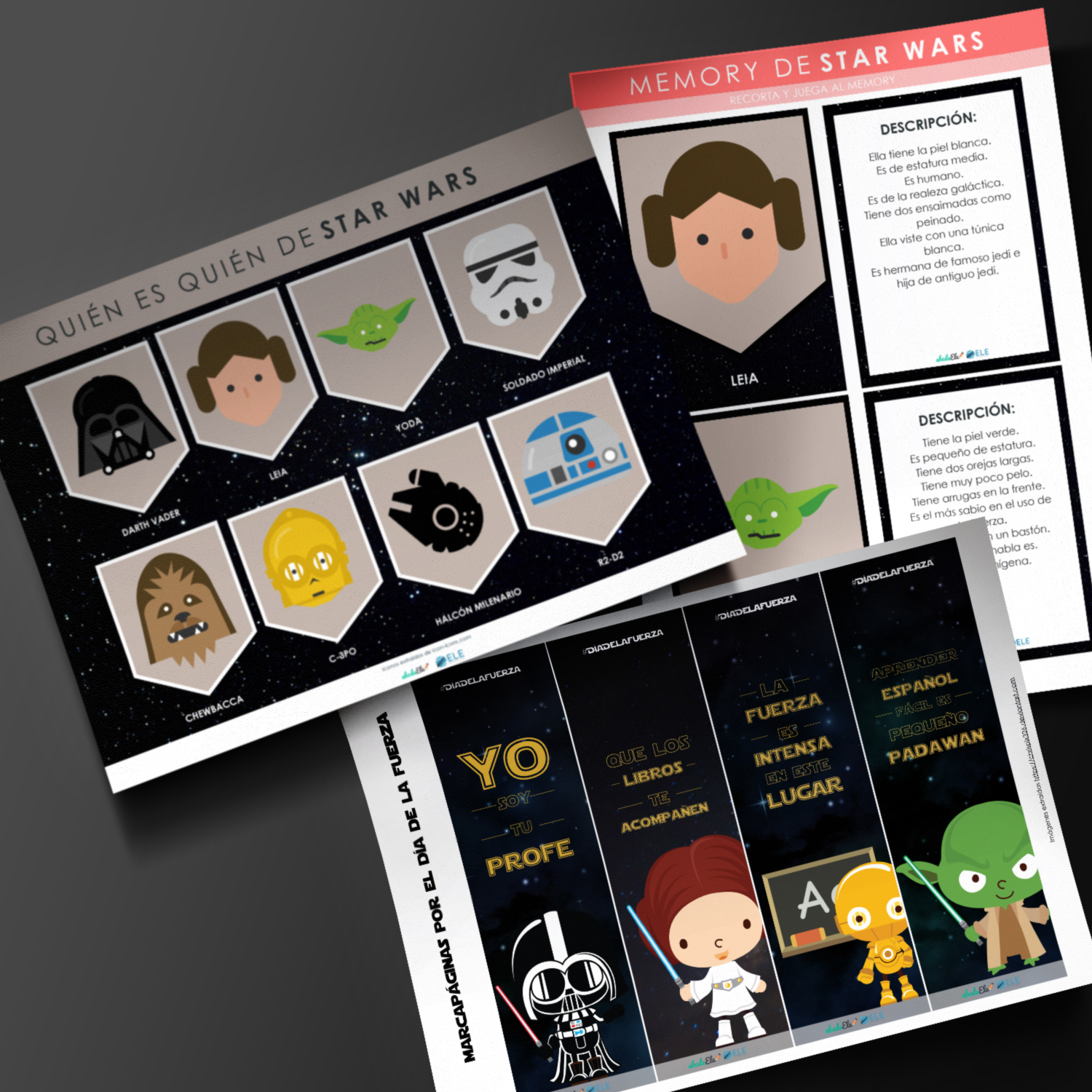 Materiales de Star Wars para tus clases de ELE. Juegos, marcapáginas y mucho más para divertir en el aula con los personajes más famosos de la galaxia. #spanishteacher #juegos #starwars