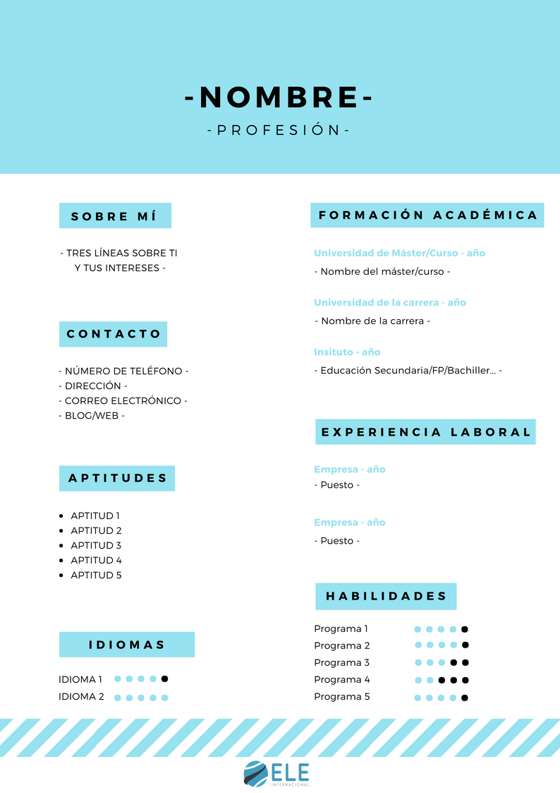 Crea tu propio curriculum vitae. Actividad de escritura, trabajar profesiones y adjetivos. #ProfedeELE #recursosparaclase