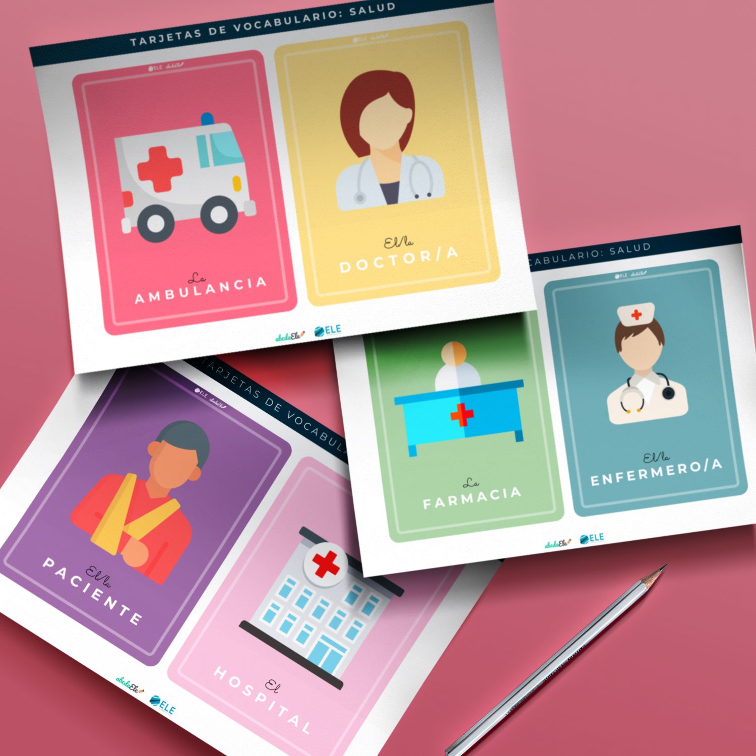 Tarjetas de vocabulario sobre salud. MFL Spanish vocabulary, #spanishlesson #profedeele