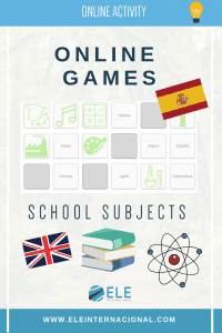 Actividades online. Juegos de vocabulario en clase de español. Las asignaturas. Learn Spanish online.