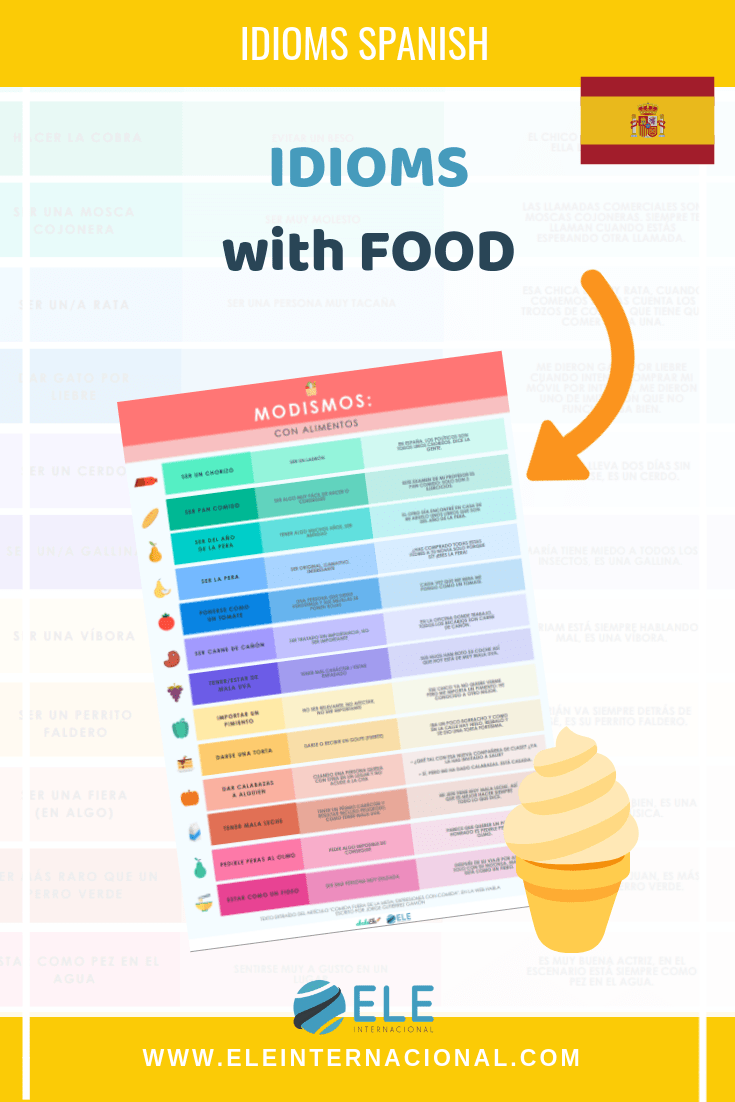 modismos con alimentos. Ficha con vocabulario para clase de español. Cultura en clase de ELE. #spanishteacher