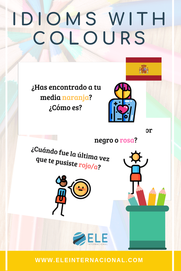 Expresiones con colores, para clase de español. Cultura en clase de español. Ideas para clase de español. Ideas for Spanish lesson.