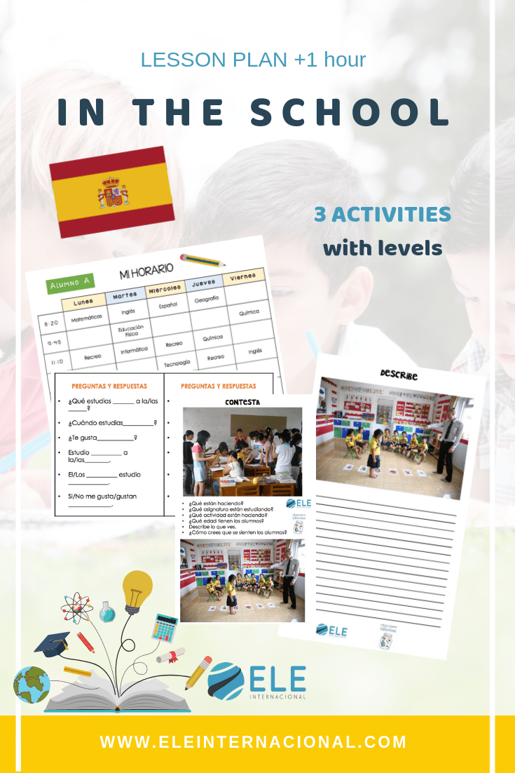 Actividad para trabajar los horarios en clase de ELE. Fichas para trabajar vocabulario de las clases y el colegio. #clasesdeele #spanishteacher