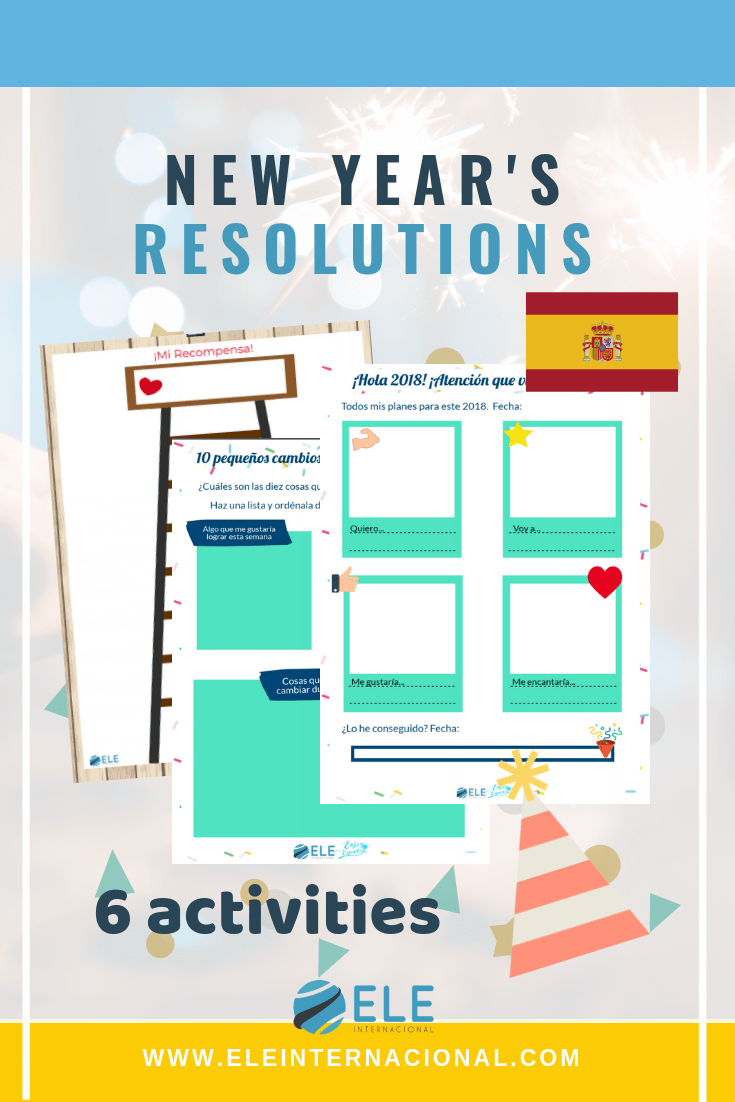 Mis propósitos de año nuevo. Actividades para trabajar los propósitos. #spanishteacher #profedeele