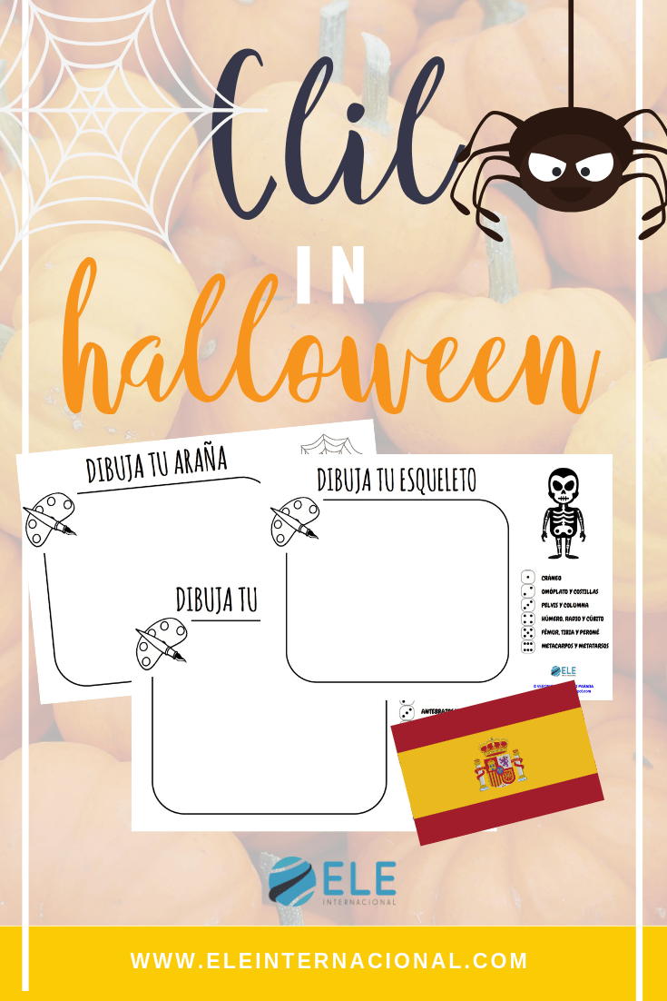 Metodología CLIL para halloween. Une diferentes partes del cuerpo y juega con los dados hasta completar seres espeluznantes. #clasesele #halloween #spanishteacher