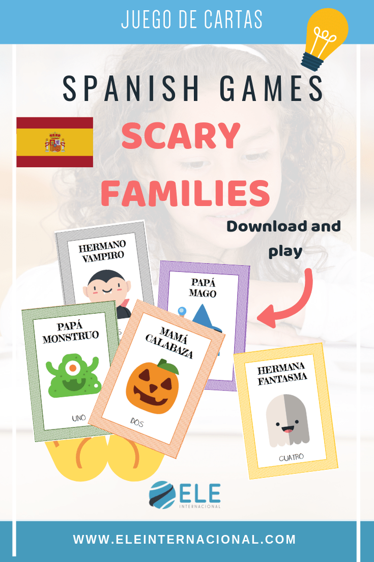 Materiales para trabajar en Halloween. El juego de las familias tenebrosas permitirá a tus alumnos aprender vocabulario y gramática en español con seres terrorífico. #clasedeele #enseñaespañol