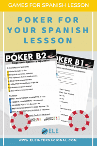 Póker-ELE. Fichas divertidas de vocabulario y gramática para tus clases de español. #juegos #claseele #spanishteacher