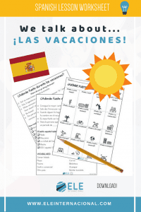 Actividad para trabajar vocabulario y expresión oral. Las vacaciones. #spanishlesson #vocabularioespañol