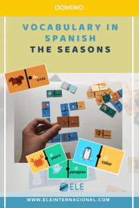 Las estaciones en clases de ELE. Juego de mesa dominó. Vocabulario las estaciones. #profedeele #Spanishteacher