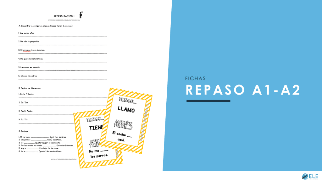 Actividades de repaso para utilizar en clase de Español. Encuentra el error en clase de ELE. Tengo quien tiene. #profedeele #spanishteacher