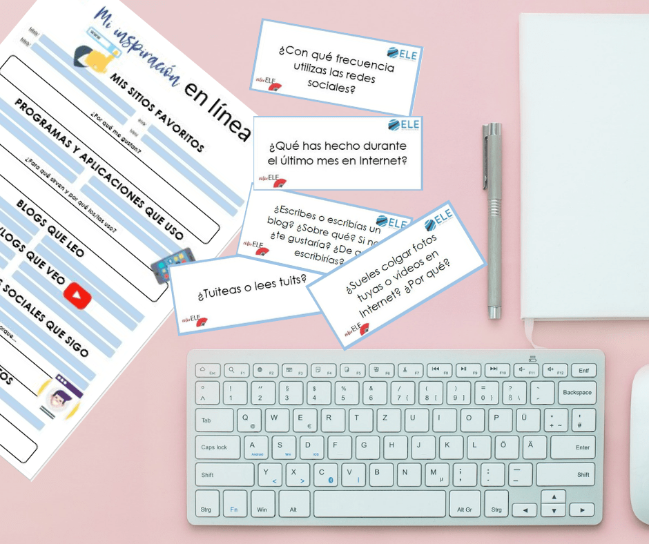 Mi inspiración en línea. Actividades para trabajar vocabulario sobre las redes sociales. #profedeele #spanishteacher