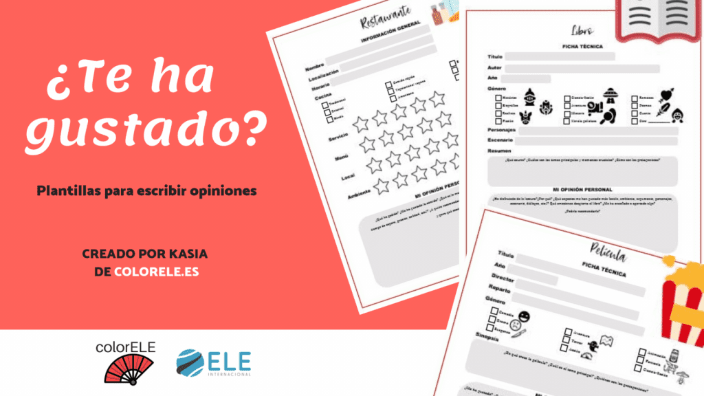 Plantilla para escribir opiniones. #spanishteacher #fichas